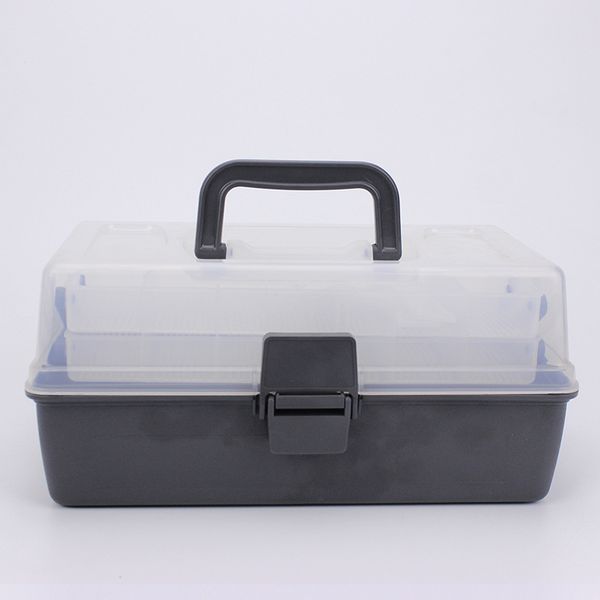 

multi-function 3 layer handheld fishing tackle box lures bait storage case clip design adjustable space for various lures