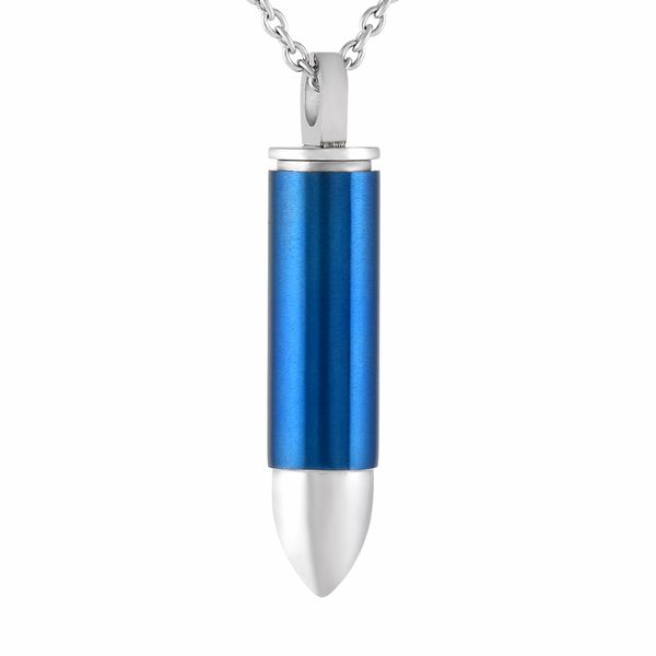 

customized stainless necklace ijd9817 blue keepsake pendant cremation souvenir bullet for ash memorial cylinder steel cylindrical urn kxmsc
