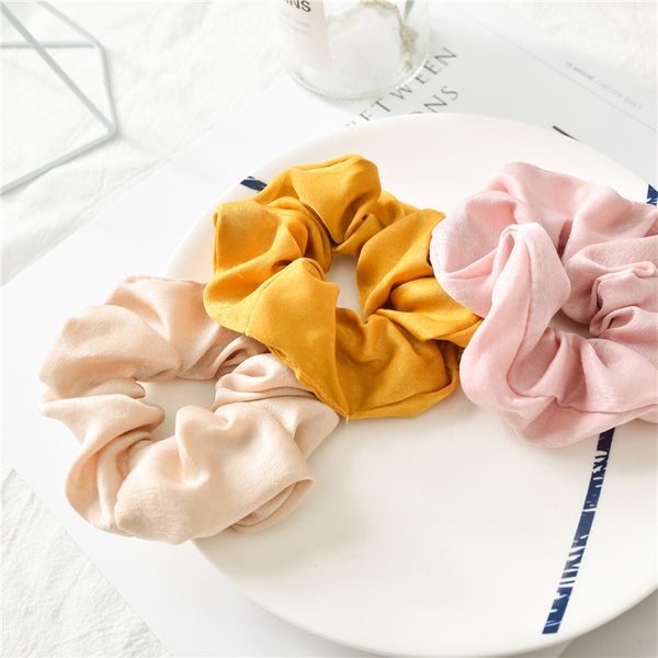 

amoy supply of goods ins new style spring and summer satin large intestine ring hairband seamless solid color fabric cuft ha, Brown