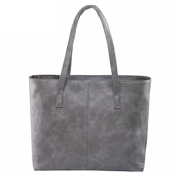 

alcevr new shoulder bags gray /black large capacity handbags tote bags design fashion women brief pu leather handbag