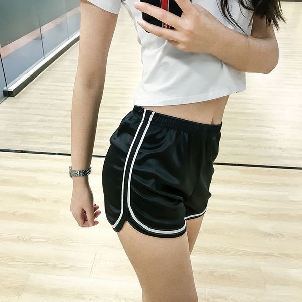 

women lady high waist elastic shorts slim casual for summer sport beach running do2, White;red