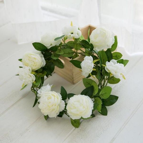 Falso 3Pcs casamento Decoração Artificial Silk Rose Flor, Vinha, Pendurar Garland casamento Home Decor Flores decorativa Coroas Silk Peony Vine