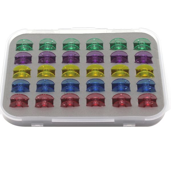 

30pcs / set катушки box set швейные машины бобин красочные пластиковые металла и чехол для хранения box швейное оборудование инструменты и п, Black