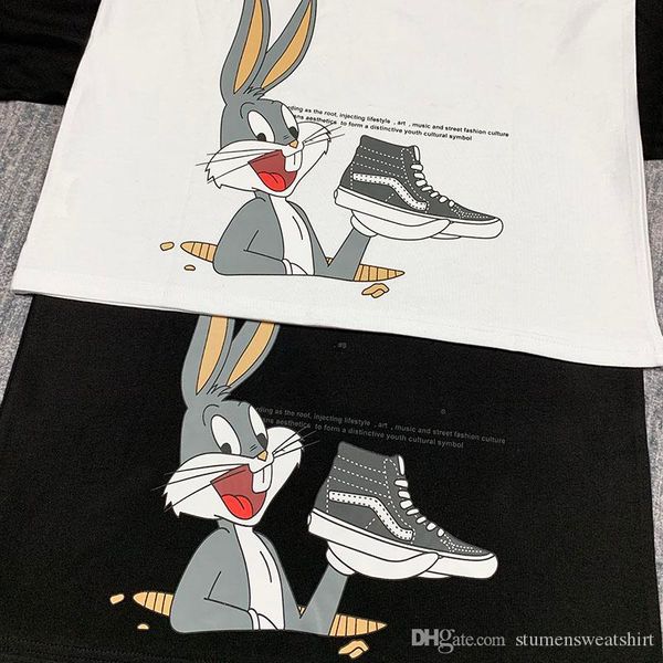 

дизайнер мужчины женщины футболка vantides бренд бутик футболка мультфильм кролик скворец обувь письмо печати пара носить уличную хлопчатобу, White;black
