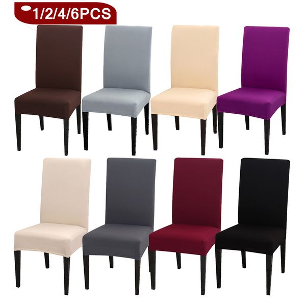 

1/2/4/6pcs solid color chair cover spandex stretch elastic chair covers banquet l kitchen wedding slipcovers for dining room