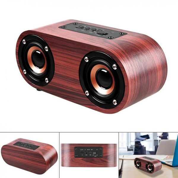 

q8 speaker 6w wooden double horn 4.2 bluetooth wireless speaker support aux cable connection and tf card playback for tablet pc / mp3