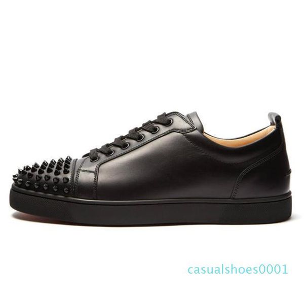 

red bottoms designer fashion designer brand studded spikes flats shoes casual shoes for men women party lovers genuine leather sneakers ac01, Black
