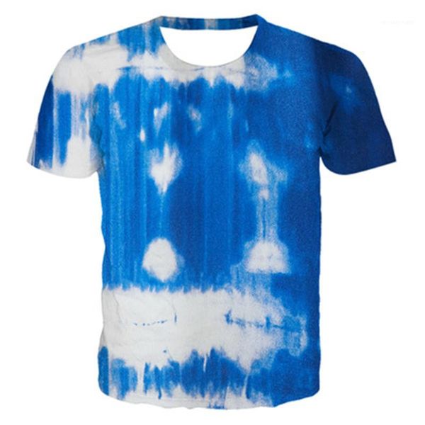 

summer casual apparel clothing women gradient printing t-shirts fashion tie-dye short sleeve loose round neck designer new female, White