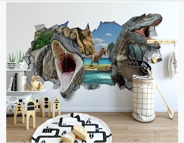 Personalizado Foto Papel De Parede Para Paredes Minimalista moderna parede 3D dinossauro quarto das crianças fundo mural de parede Papel De Parede Criativo 3D