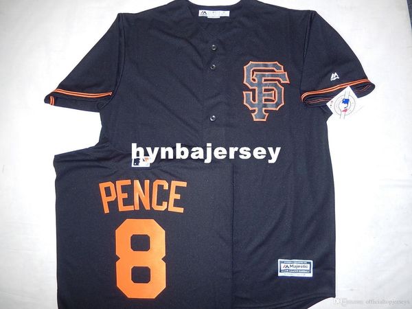 

custom san francisco #8 hunter pence baseball jersey black new mens stitched jerseys big and tall size xs-6xl for sale, Black;blue