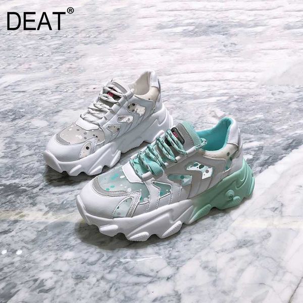 

deat] 2020 round toe lcae-up mesh lace breathable sport single platform sneaker shoes women new spring autumn fashion 10h307, Black