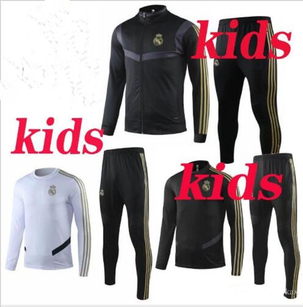 

Kid kit real madrid occer track uit kit 2019 2020 child port wear modric ramo a en io kroo benzema i co youth football training uit, Black;red