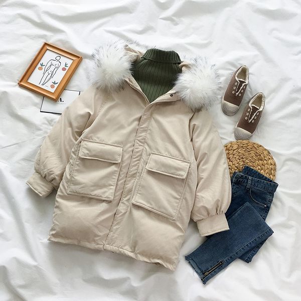 

faux fur collar short parkas loose down cotton coats winter women hooded jackets pink black burgundy snow outwear