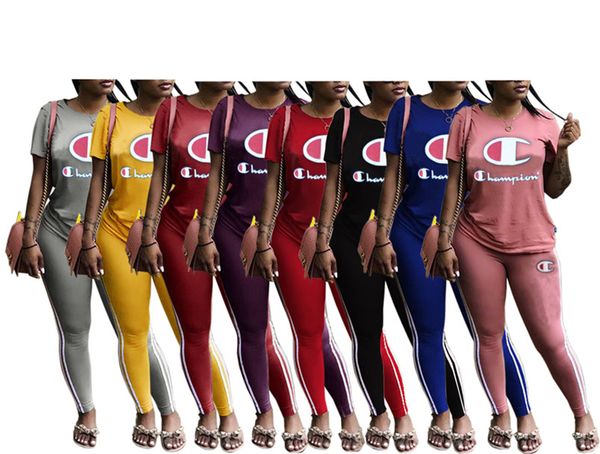 

Champion women t hirt hort track uit hort leeve pullover pant 2 piece et outfit pullover tight port wear weat uit jogger uit 97