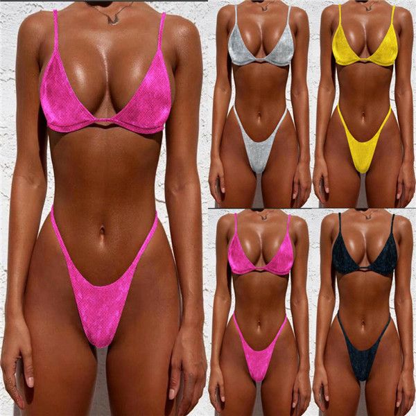 

2019 style bikini europe and the united states new ms swimsuit fission special light pure color bathing suit swimwear