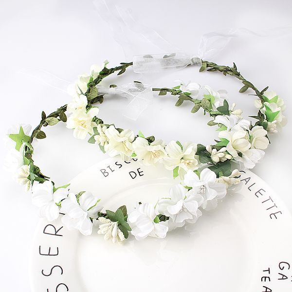 

m mism girls wedding flower crown wreath bohemian vine adjustable yarn garland sweet hair bands accessories for bride bridesmaid