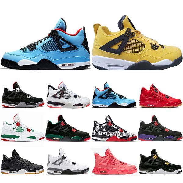 

Top Fashion Bred Tattoo 4 IV 4s Men Basketball Shoes Travis Pizzeria Singles Day Black cat mens trainers designer Sports Sneakers US 7-13
