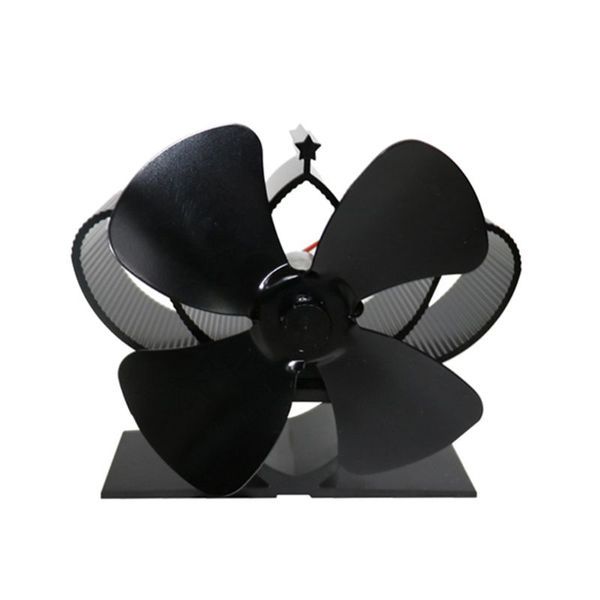

heat self-powered fireplace stove fan quiet 4 blades aluminum efficiently warm large room wood log burner eco friendly