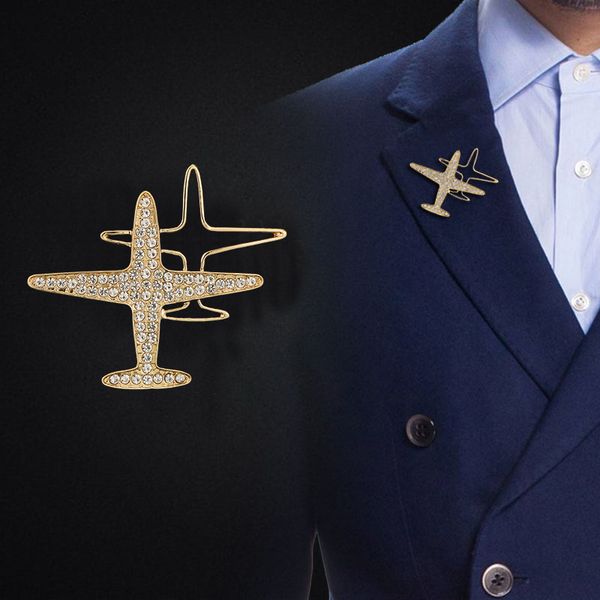 

i-remiel fashion airplane style brooch pin for women and men suit sweater small aircraft shawl buckle lapel collar accessories, Gray