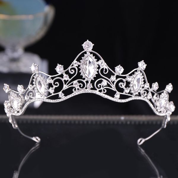 

новые кристаллические коронки мода серебряный цвет пластины аксессуары для волос для женщин свадьба горный хрусталь свадебные диадемы головн, White;golden
