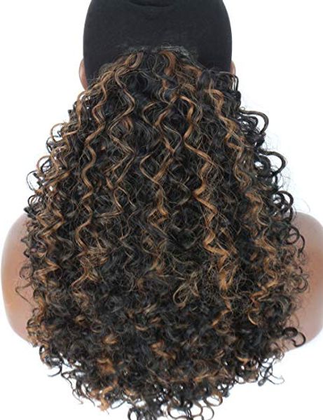 Kinky Curly Drawstring High Ponytail Easy Ponytail Black Brown