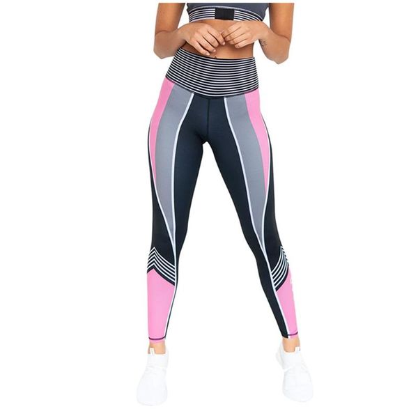 

fashion womens stripe splice high waist leggings tight sports casual yoga pants x#2, White;red