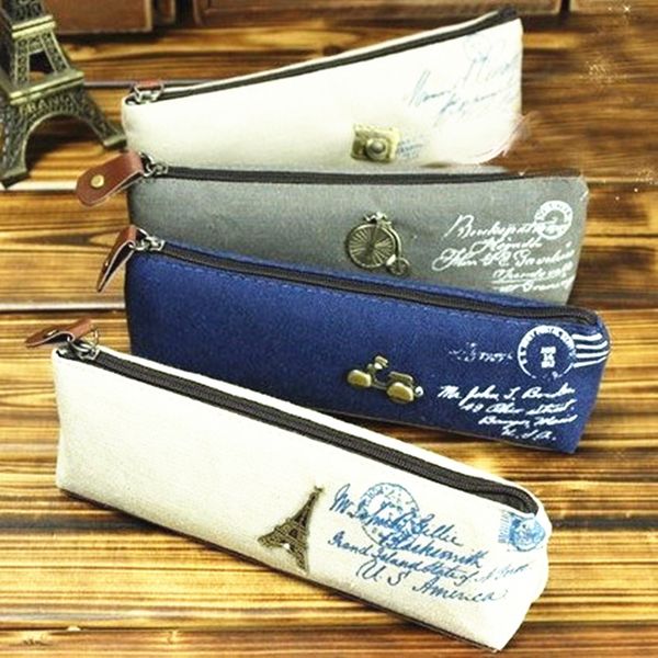 

canvas stationery storage pen pencil case coin purse pouch bag for school office supplies for students