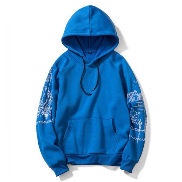 

2019 designer mens hoodies hooded sweater autumn and winter new style plus velvet sketch painting male sweater eur size wholesale, Black