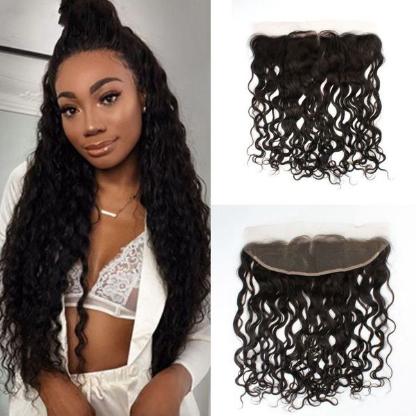 

перуанская волна воды кружева фронтальное закрытие 13x4 уха до уха предварительно выщипанные с волосами младенца девственные человеческие во, Black;brown