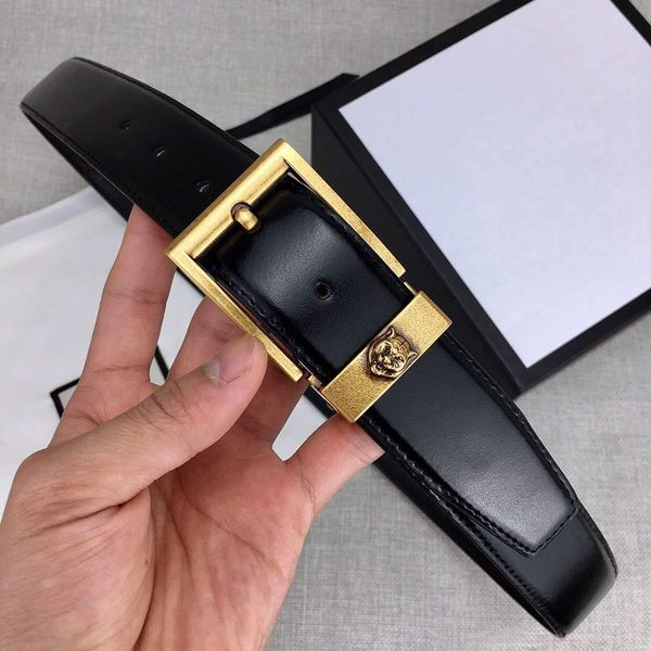 

designer belts luxury belt for mens womens leather belt fashionable gold tiger needle buckle width 34mm with gift box optional, Black;brown