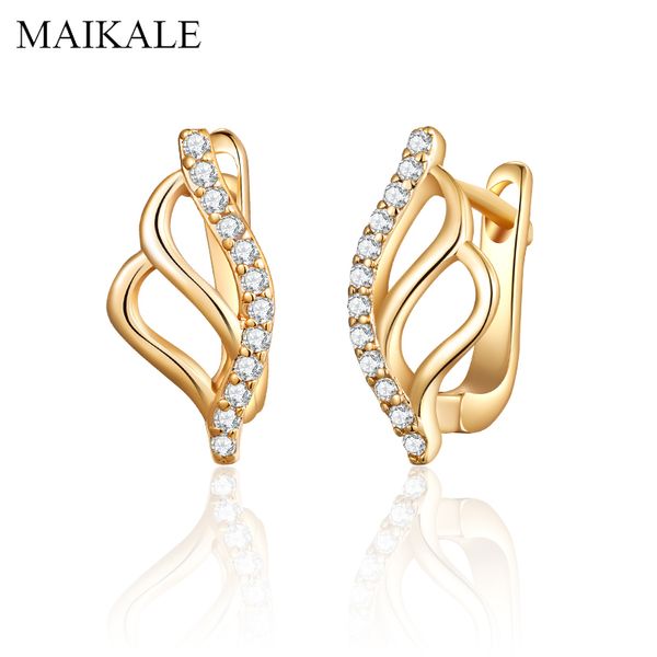 

maikale new fashion wing shape stud earrings gold silver geometric cubic zirconia earrings for women jewelry accessories gifts, Golden;silver
