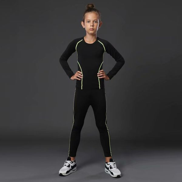

yd-fu sport running clothing kids boys compression pants quick dry elastic waist skinny pants, Black;blue