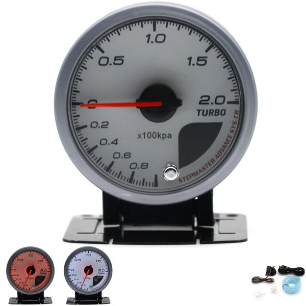 

dragon gauge 60mm 2.0 bar turbo gauge white face dual led color display