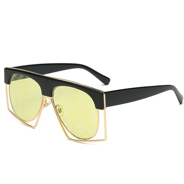 

trend 2019 classic sunglasses europe retro letter lenses hollow frame fashion street shoot personality wild sunglasses, White;black