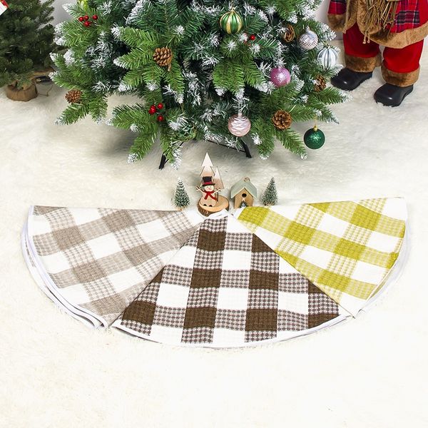 

christmas tree skirt cloth fabric tree skirt black and white checked design xmas apron holiday decorations