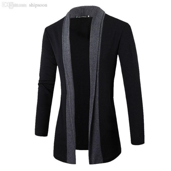 

fall-man overcoat outwear cardigan trench parka long sleeve fashion coat jacket, Tan;black