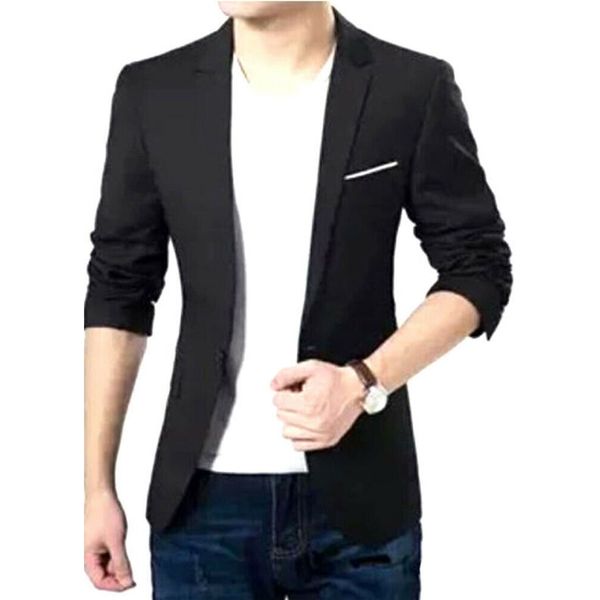 

men handsome slim single button blazer plus size 3xl, White;black