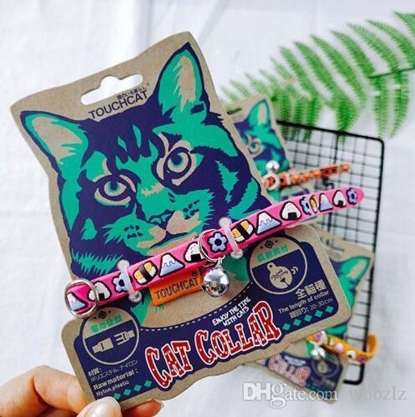 

печатный узор кошачий ошейник с колокольчиком регулируемое кошачье ожерелье искусственные кожаные ошейники для маленьких собак и кошек