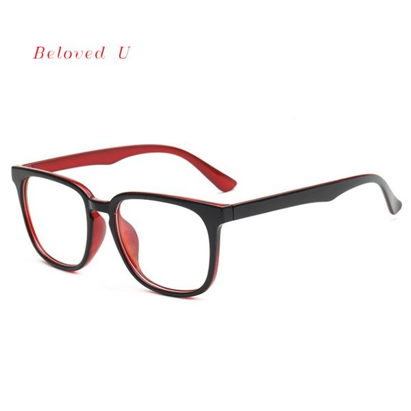 

new optical frame vintage plain glasses men fashion square myopia eyeglasses spectacles frame women 2019, Black