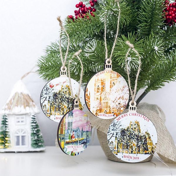 

wood painted small wooden pendants ornaments closet doors windows christmas tree decoration hang tag party decoration