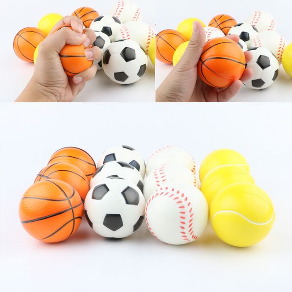 

Football Basketball Tennis Baseball Kindergarten Baby Toy PU Foam Ball Anti Stress Sports Balls Stress Relief Decompression Squeeze Toys Anxiety Reliever