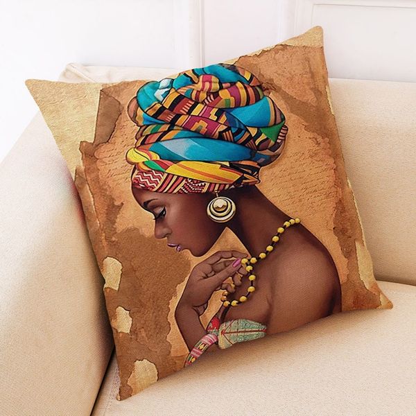 

home decor cushion cover african women pillowcase throw pillow covers oil painting african women vintage decorative pillow cover