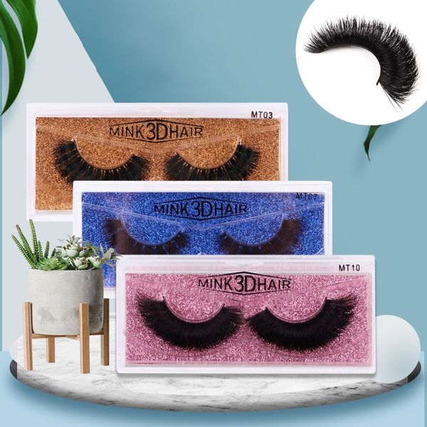 

handmade colorful card box 3d faux mink false eyelashes multi-layer 3d mink eyelash extension tools natural long thick lashes