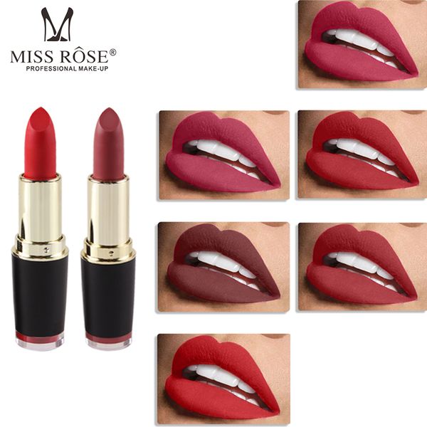 

miss rose matte lipstick makeup lip color easy to wear long-lasting lip gloss waterproof nude tint velvet makeup lipstick