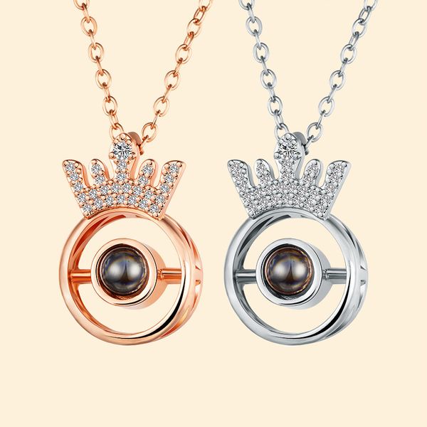 

4pcs /lot New product 100 languages I love you Projection Pendant Necklace Romantic Love Memory Wedding Clavicular Necklace 10 Styles U-2