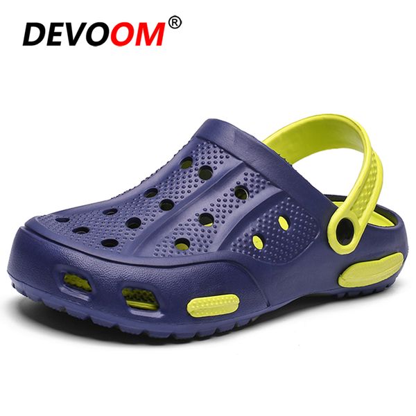

sandals men slip on garden clog shoes quick drying summer beach slippers hollow flip flop outdoor sandalias hombre strap shoes