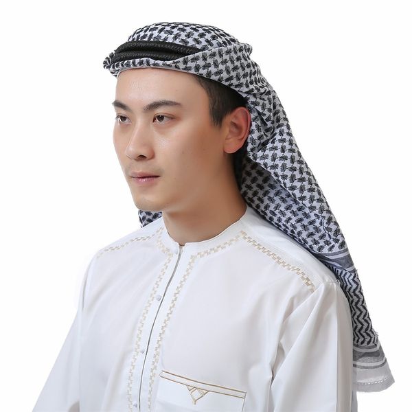 Homens muçulmanos árabes lenço árabe oração chapéus islâmicos vestuário chiffon turbante dubai lenço islâmico hijabs 135 * 135cm Islam homem chapéu