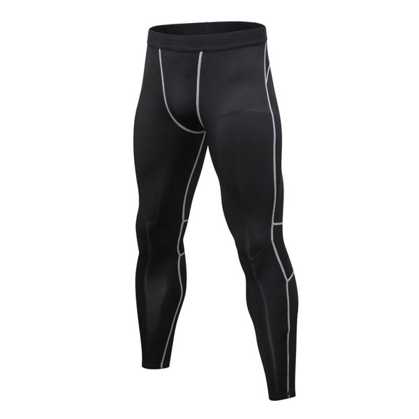 

men anti-sweat elastic quick drying running pants sports fitness training tights trousers, Black;blue