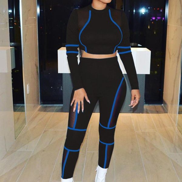 

женщины сетка бесшовные йога набор сексуальный тренажерный зал одежда фитнес леггинсы + обрезанные рубашки спортивный костюм с длинным рукав, White;black