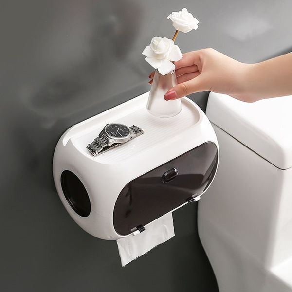 

waterproof wall mounted toilet roll paper holder shelf tube mobile phone storage bathroom sinks